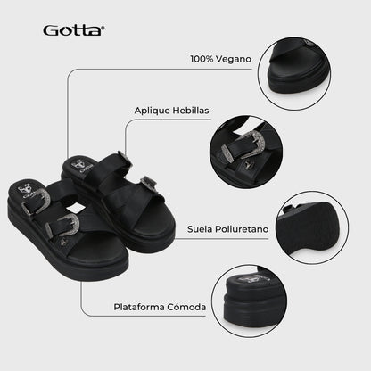 Sandalia Plataforma Negro Mujer 43015 - Gotta Chile