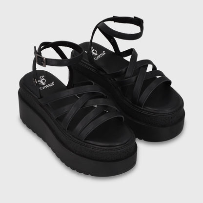 Sandalia Plataforma Negro Mujer 65931 - Gotta Chile