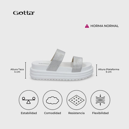 Sandalia Plataforma Plateada Mujer 42021 - Gotta Chile