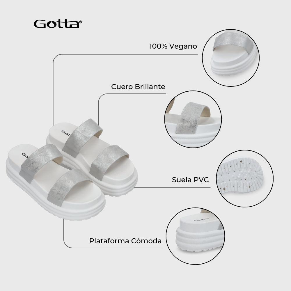Sandalia Plataforma Plateada Mujer 42021 - Gotta Chile