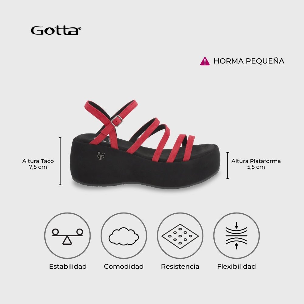 Sandalia Plataforma Roja Mujer 45822 - Gotta Chile