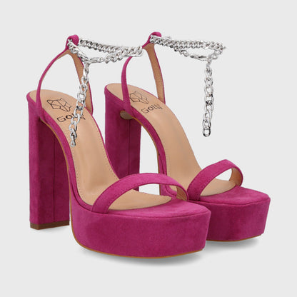 Sandalia Taco Fucsia Mujer 35101