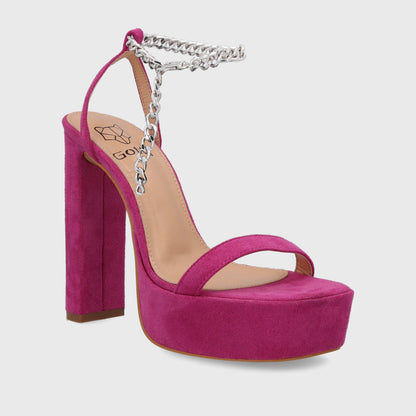 Sandalia Taco Fucsia Mujer 35101