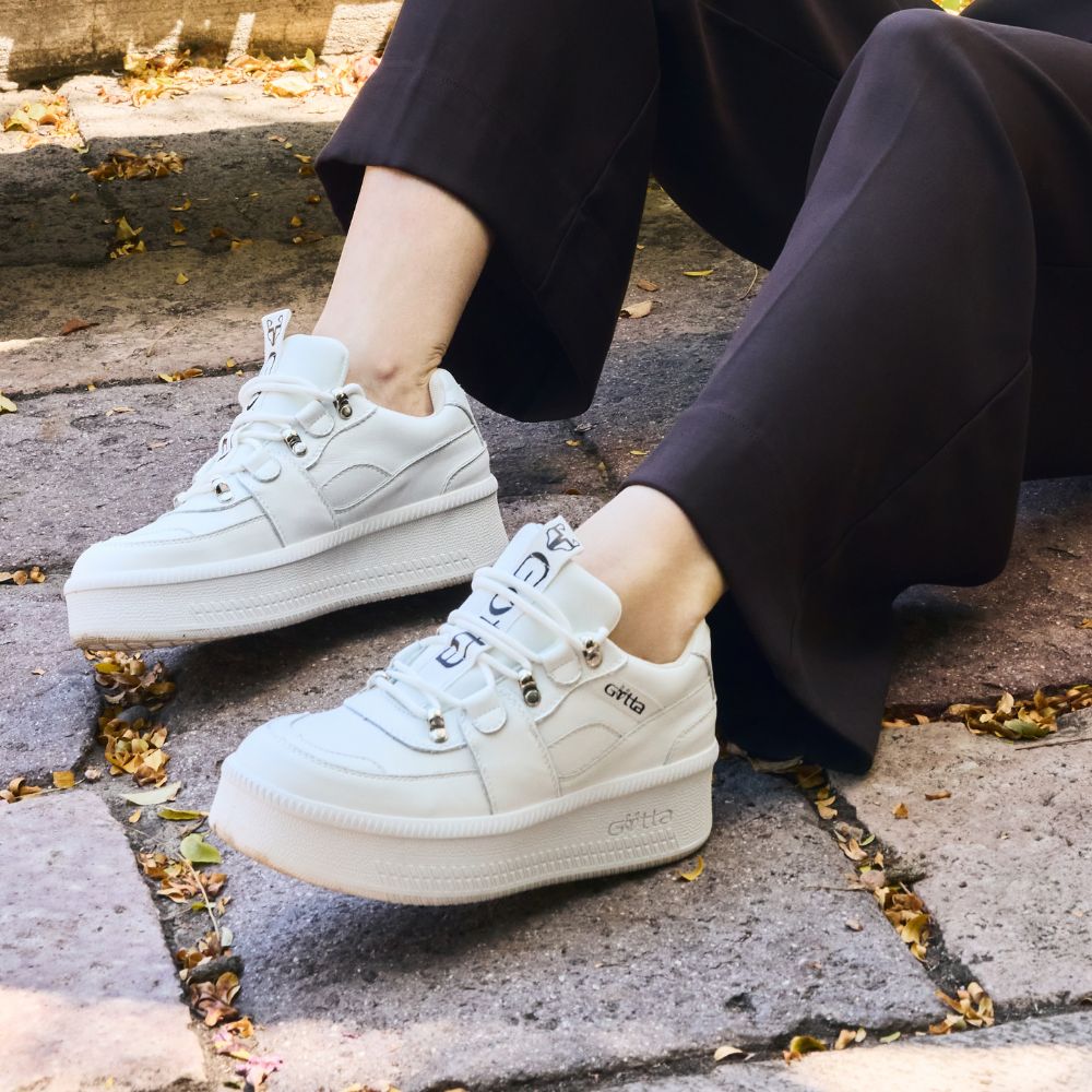 Zapatilla Cuero Plataforma Blanca Mujer 67312 - Gotta Chile