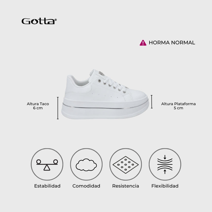 Zapatilla Plataforma Blanca Mujer 58011 - Gotta Chile