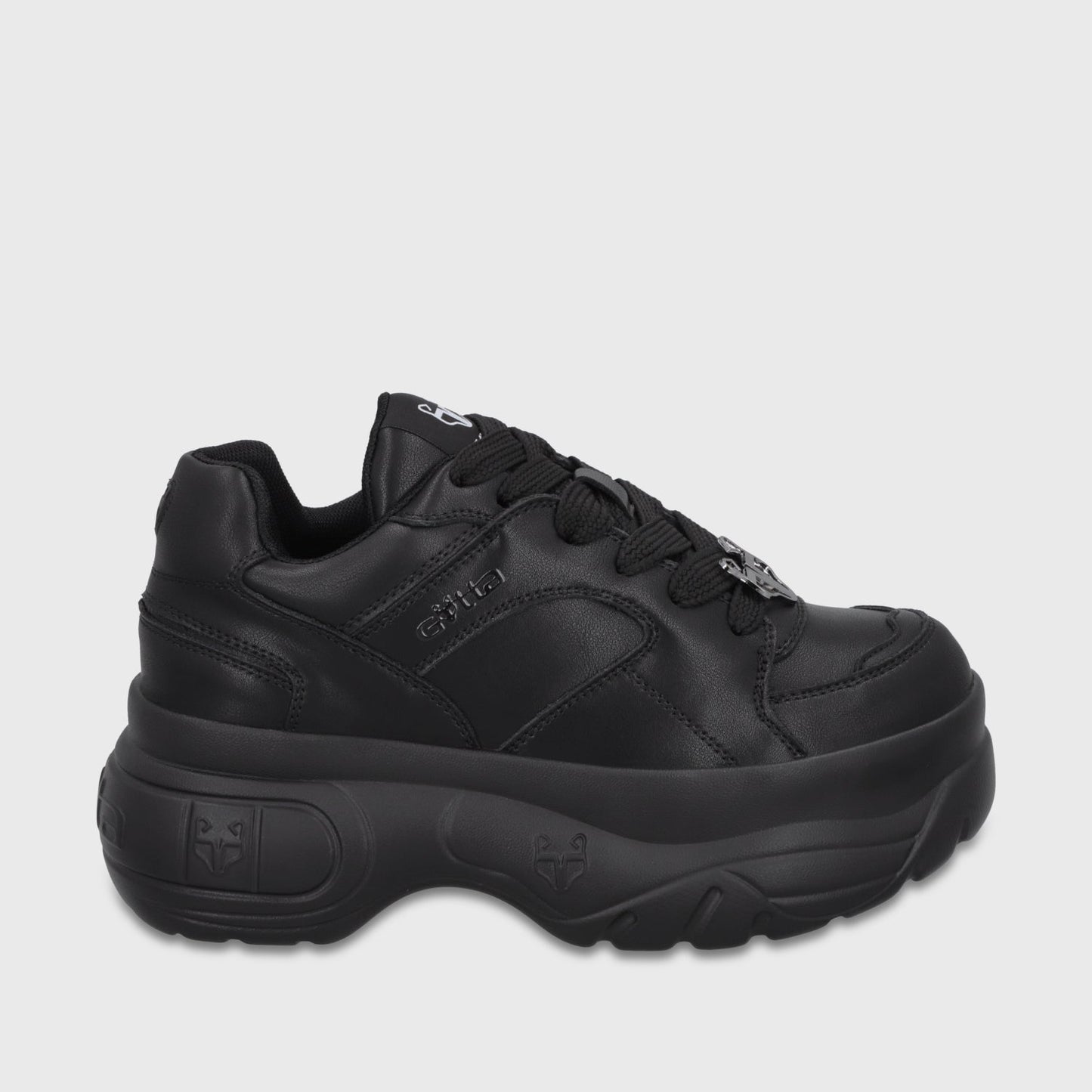 Zapatilla Plataforma Cuero Negra Mujer 9724A23 - Gotta Chile