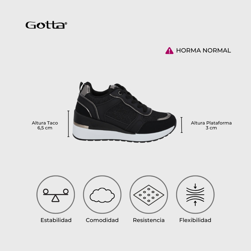 Zapatilla Plataforma Negra Mujer 58060 - Gotta Chile