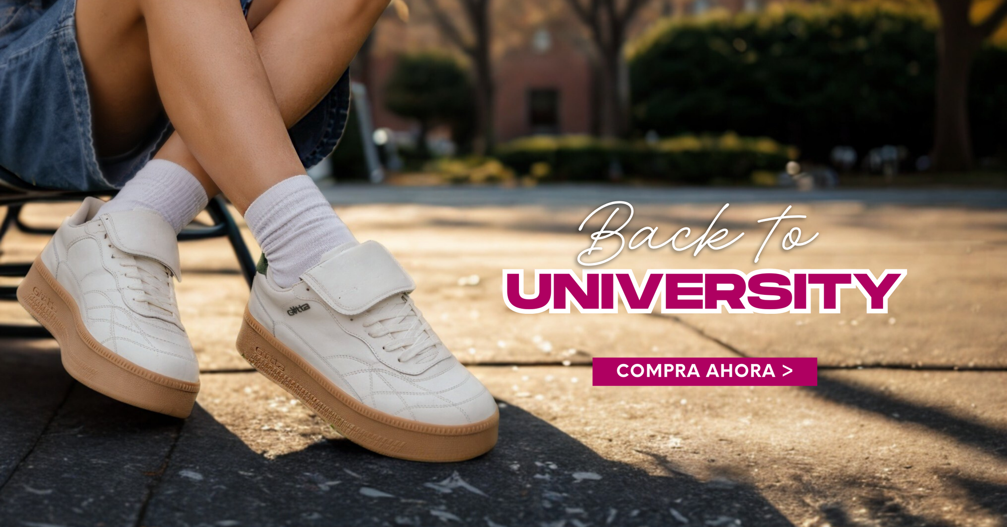 Zapatillas blancas de plataforma para mujer Gotta, estilo casual universitario para regreso a clases.