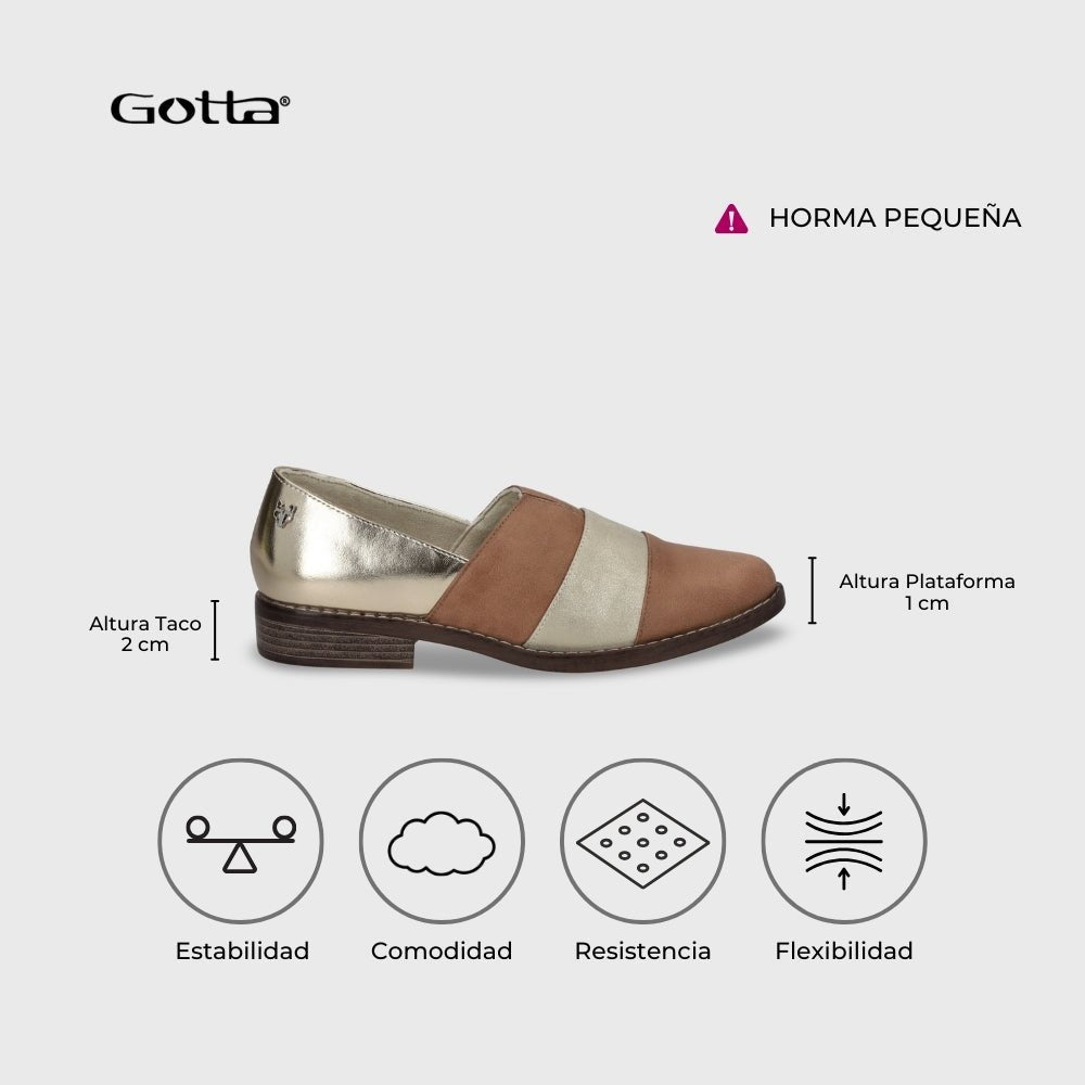Zapato Plano Camel Mujer 17562 - Gotta Chile