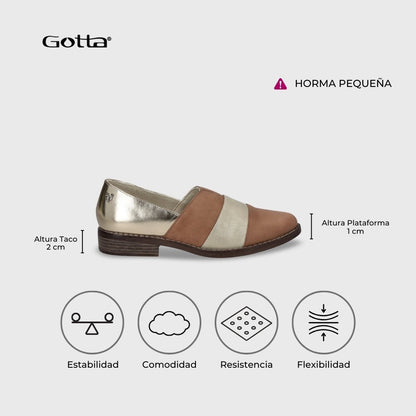 Zapato Plano Camel Mujer 17562 - Gotta Chile
