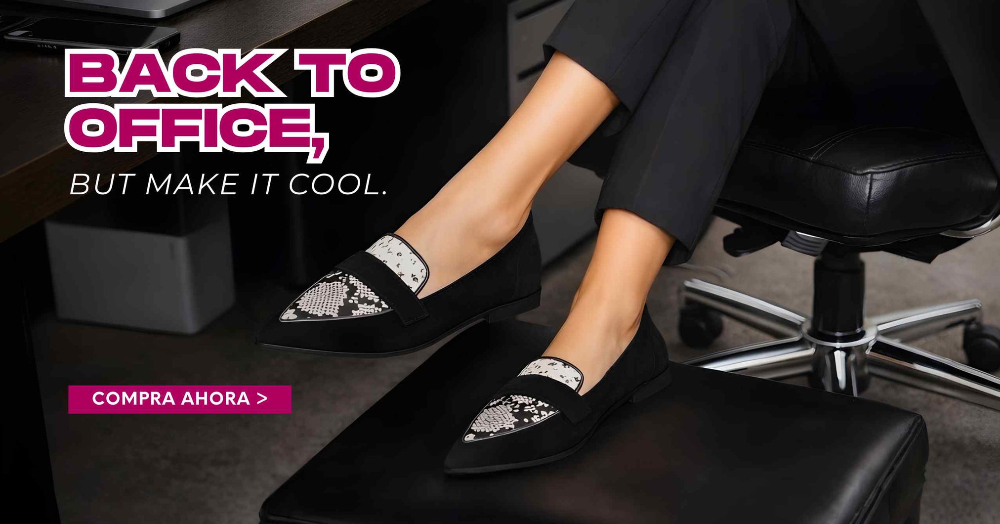 Zapatos negros tipo loafers para mujer Gotta ideales para volver a la oficina con estilo, look ejecutivo moderno.